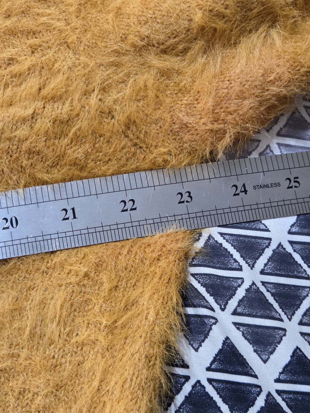 If It Were Me Women's S Mustard Fuzzy Eyelash Knit V-Neck Button Cardigan - Picture 6 of 6